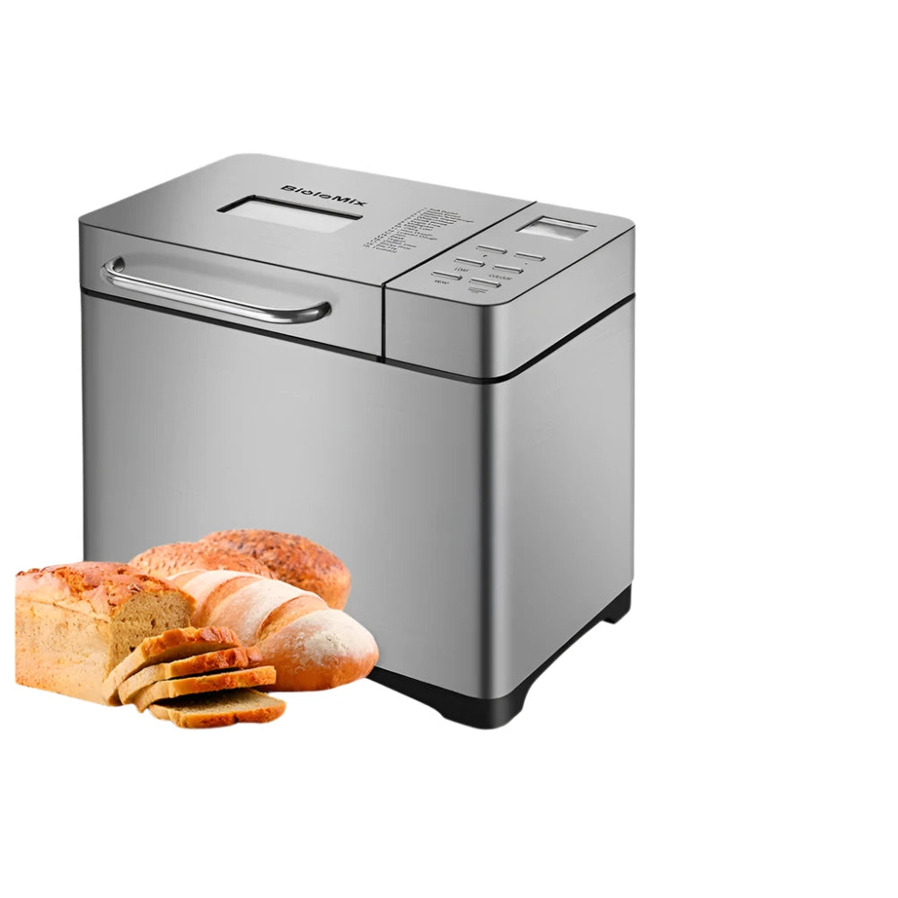 BioloMix - Bread Maker - Bread Machine - Oven - 650W - 1KG 19-in-1 Automatic Bread Maker - Stainless Steel