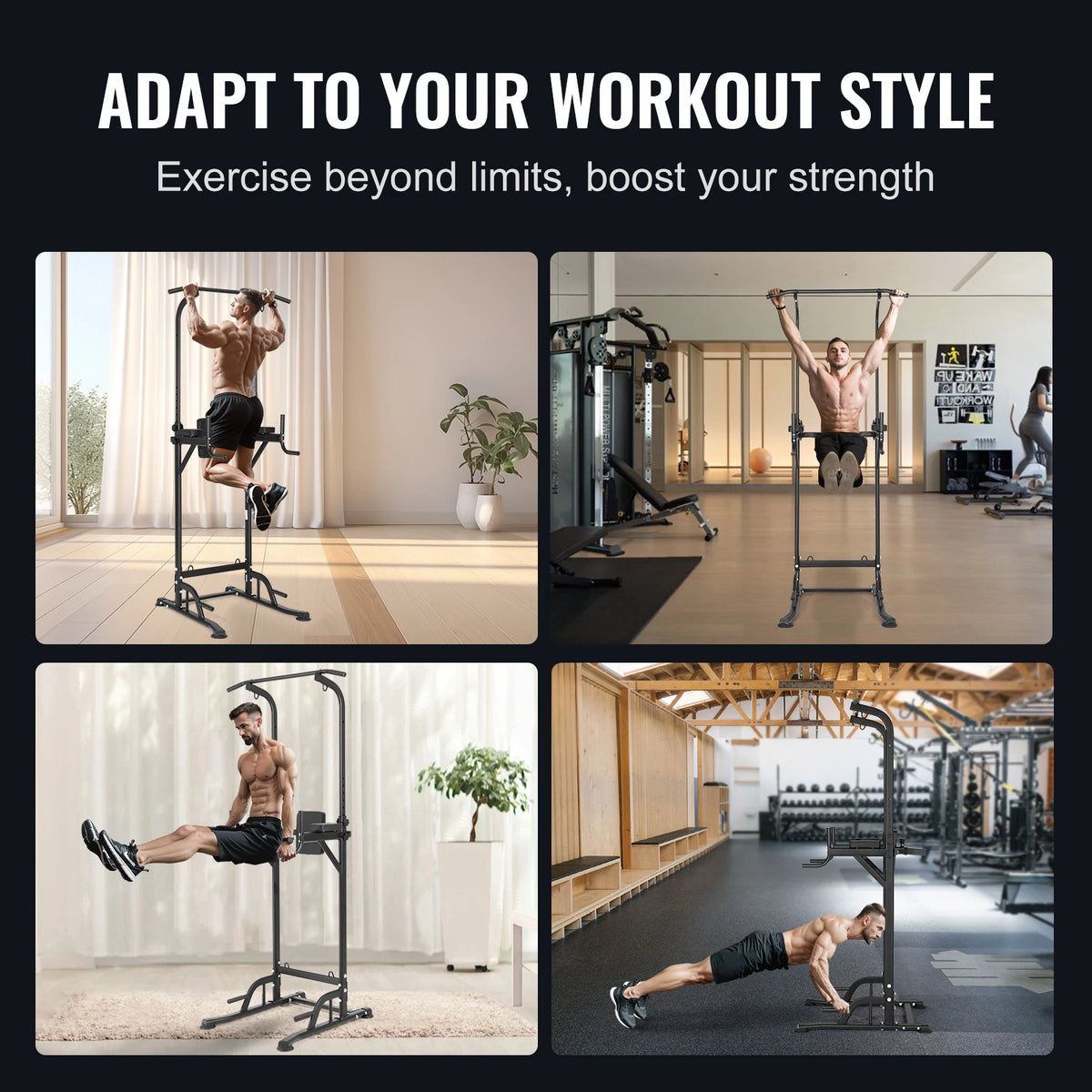 Pull Up Station - Dip Station - Dip Bars - Multifunctioneel/Instelbaar Dip en Pull Bar Station - Power Tower Fitness Station - Pull Up Bars - Krachttraining