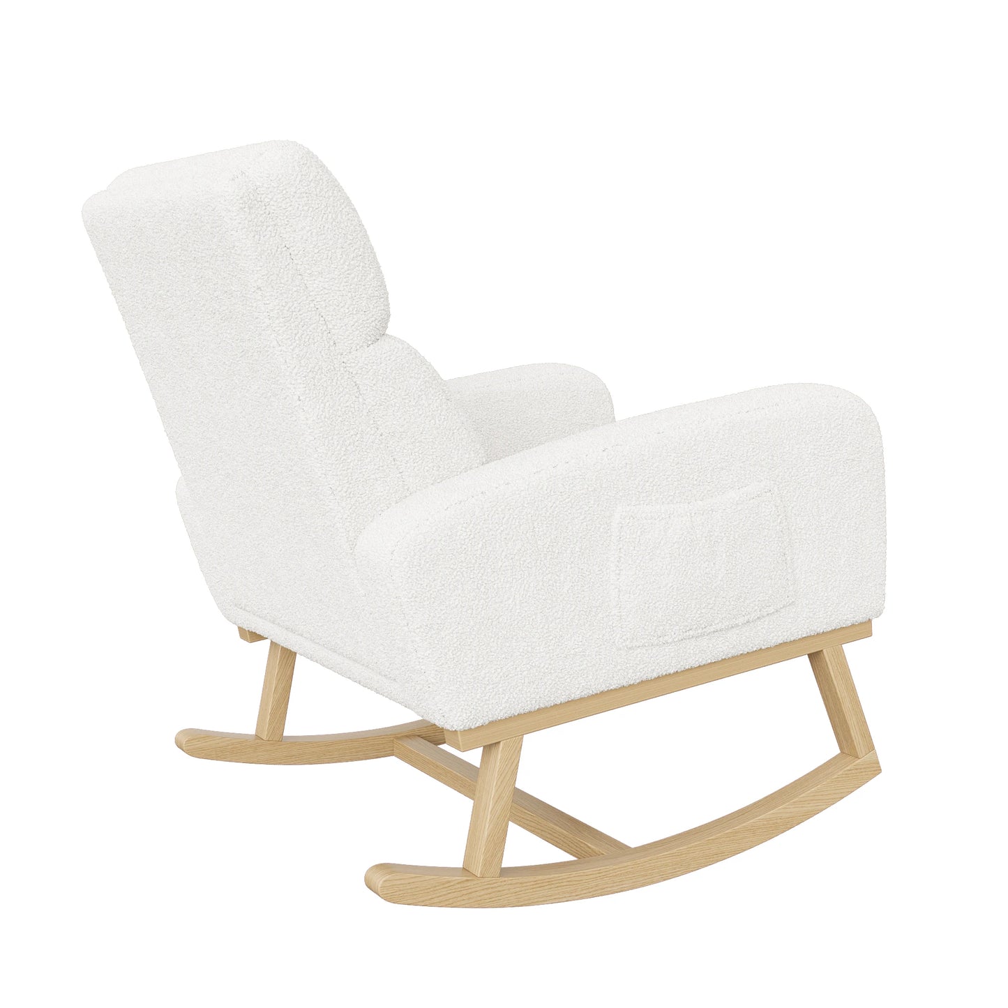 Schommelstoel – Fauteuil – Relaxstoel – Voedingsstoel – Woonkamerstoel – Teddy Velvet – Extra Brede Zitting – Zijvakjes