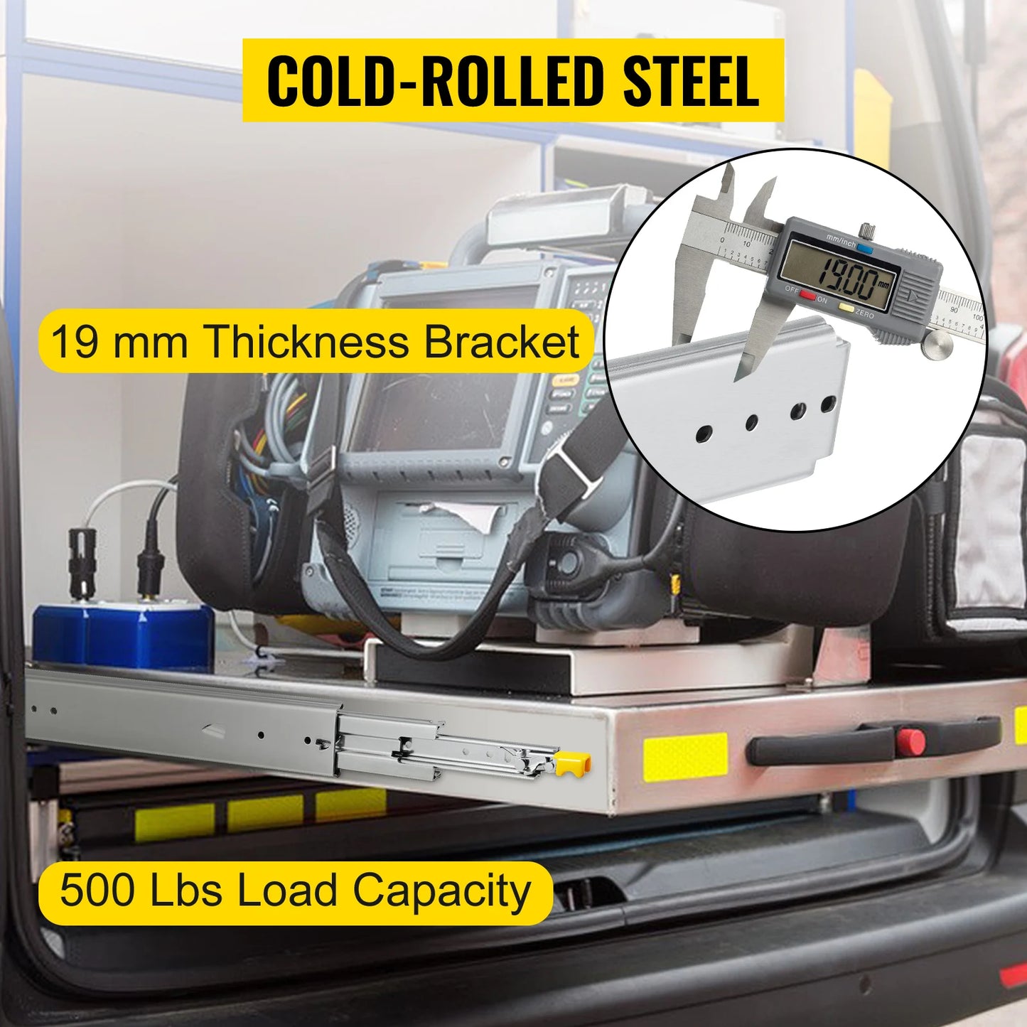 Lineaire geleiderails - 3-voudige geleiderail - Heavy Duty ladegeleiders - Breedte 3in - Lengte 36in - Zilver