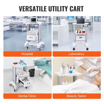 Laboratoriumkar - Wagen - Kar - Wit 4 PP 3 4 - met ABS Materiaal Lab Rolling Cart - voor Lab Kliniek Ziekenhuis Salon