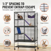 Vevor - Hamster - Hamster Cage - Hamster House - 64.6” Rolling Metal Ferret Cage Large 4-Tier Critter Nation Cage - for Pet Rats Hamster Guinea Chinchilla