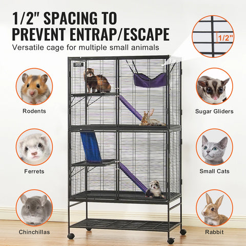Vevor - Hamster - Hamster Cage - Hamster House - 32x22x33 inch - 64.6” Rolling Metal Ferret Cage Large 4-Tier Critter Nation Cage - for Pet Rats Hamster Guinea Chinchilla