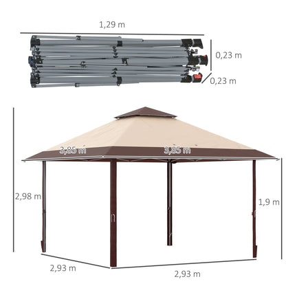 Inklapbare Tent – Vouwtent – Partytent – Markttent – Overkapping – 3,85x3,85 Meter – Waterafstotend Polyester - QUORE