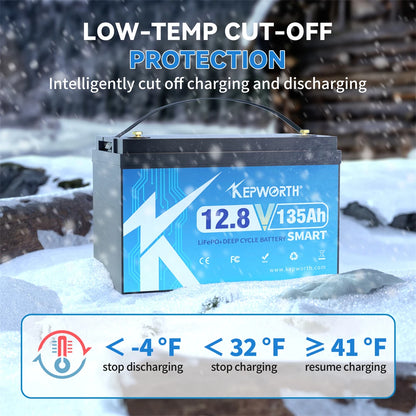 12V 135Ah Lithium Batterij – LiFePO4 Accu – Camper Batterij – Boot Accu – Solar Accu – Bluetooth BMS 100A – Lichtgewicht & Lage Temperatuurbescherming - QUORE