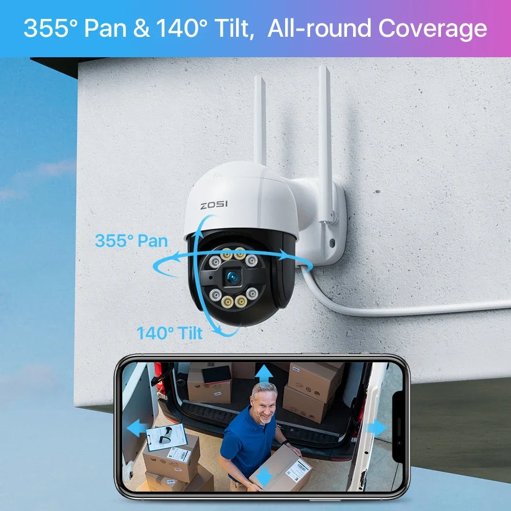 Zosi - 8AP-2893W4-XX - Beveiligingscamerasysteem - 8CH 3MP - PTZ WIFI IP - Bewakingscamera - Beveiligingscamera - Beveiligingscamerasysteem - 4 stuk - Wit
