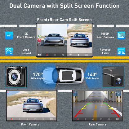 Navigatiesysteem Auto - Dashcam voor auto - GPS Navigatie - Draadloze - 2.5K DVR - Bluetooth Audio - ADAS Systeem - 9" - Achteruitrijcamera - Spraakbesturing