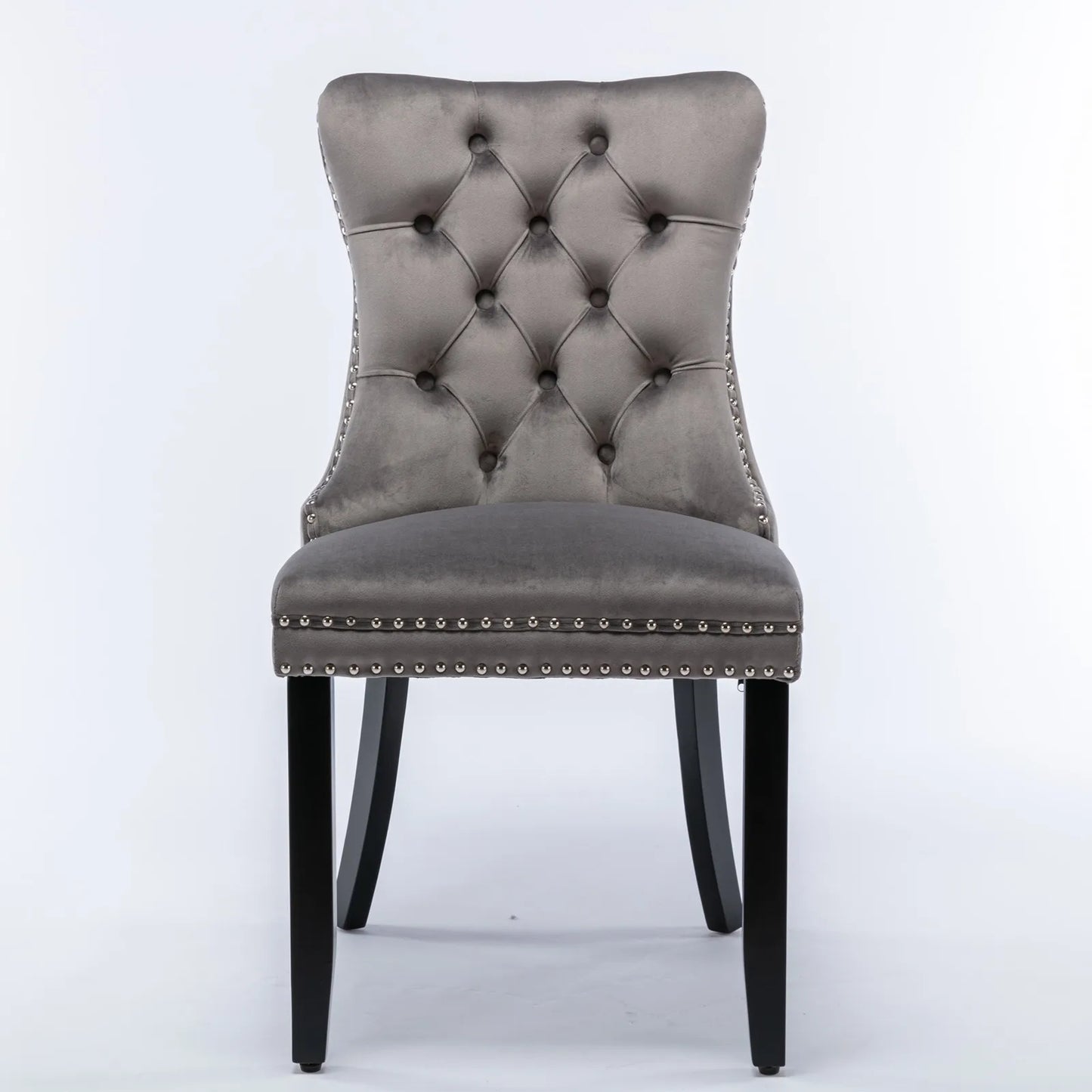 Eetkamerstoel – Stoel – Dining Chair – Houten Stoel – Velvet Stoel – Set Van 2 – Massief Houten Frame – Fluwelen Bekleding Met Nagelkopdetails