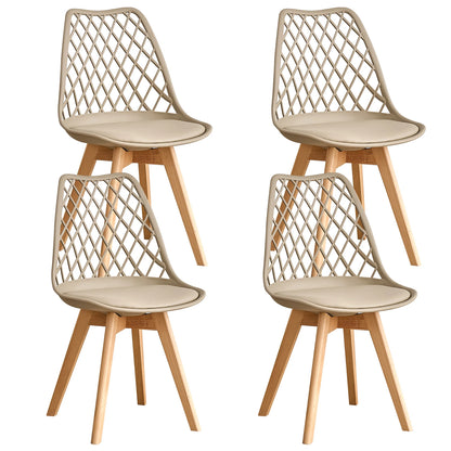 Set of 4 / 6 Modern Mesh Back Dining Chair with Solid Wood Legs and Upholstered Cushions, for Dining Room/Bedroom, Cafe Chair