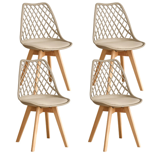 Set of 4 / 6 Modern Mesh Back Dining Chair with Solid Wood Legs and Upholstered Cushions, for Dining Room/Bedroom, Cafe Chair