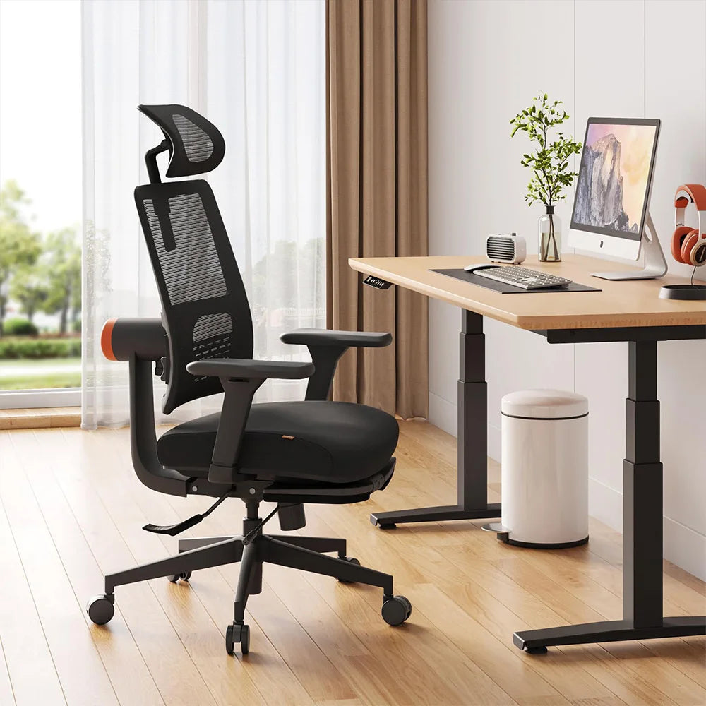 Ergonomische Bureaustoel – Bureaustoel – Werkstoel – Gamestoel – Relaxstoel – Met Automatische Rugleuning – Verstelbare Lendensteun en Voetensteun - QUORE