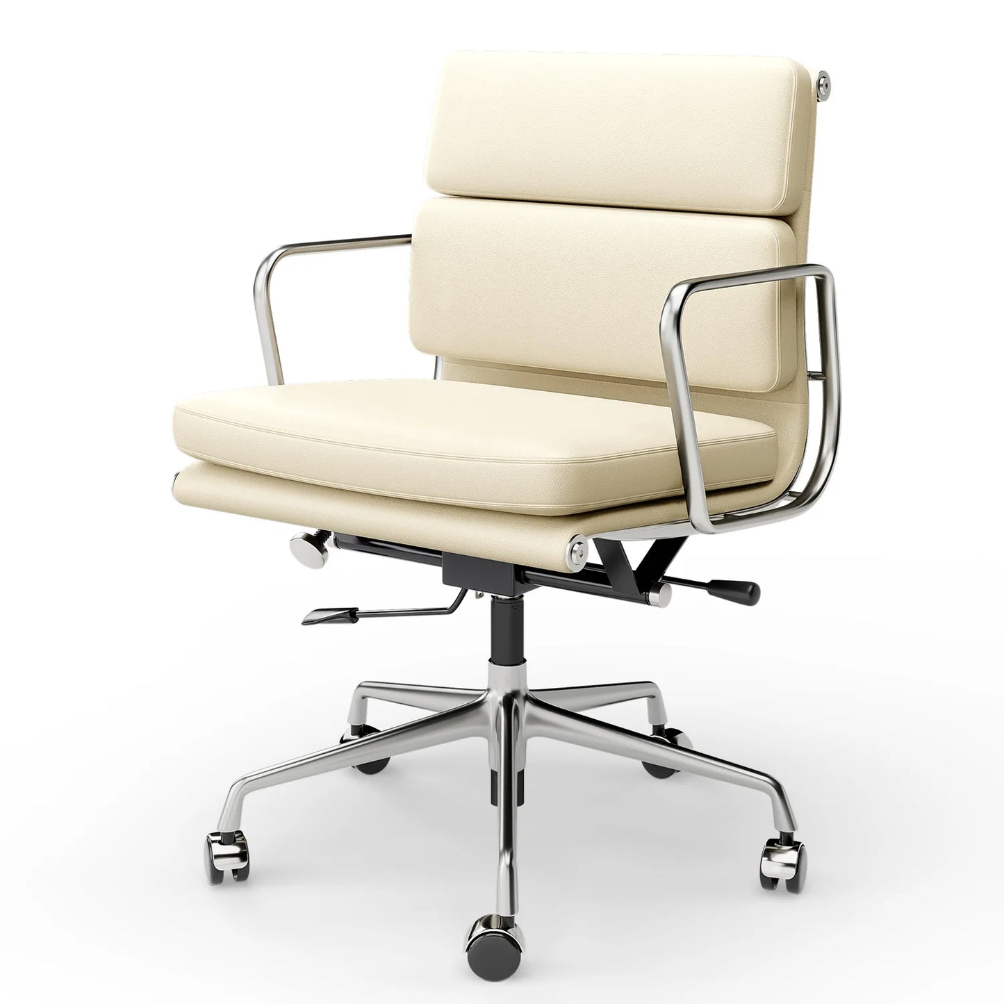 Office Guest Chair Upholstered Leather Comfortable Reception Chairs with Wheels Adjustable Swivel Rolling Office Chairs