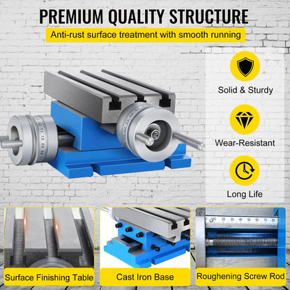 Milling work table - Compound work table - Cross slide work table - Sliding workpiece holder - 4"X7.3" - Adjustable - for drilling vice