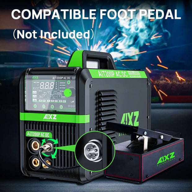 Aixz - AIT200P - Elektrisch lasapparaat - 200A - Oververhitting beveiliging - HF TIG AC DC Lasser Puls IGBT Inverter - ARC-kracht 2T-4T - Zwart