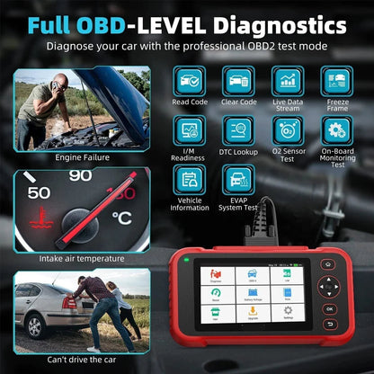 OBD2 Diagnosescanner – Autodiagnose – Foutcode Uitlezer – Motor Diagnostiek – ABS Controle – 5 Inch Touchscreen – 12 Servicefuncties