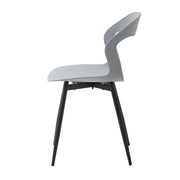 Dining Chairs - Chair - Dining Chair - Set of 6 - Coffee Chair - Modern - Backrest - Minimalist Design - Plastic Seat - Metal Legs - Gray