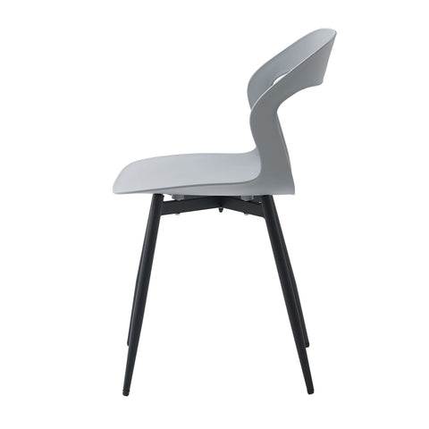 Dining Chairs - Chair - Dining Chair - Set of 6 - Coffee Chair - Modern - Backrest - Minimalist Design - Plastic Seat - Metal Legs - Gray