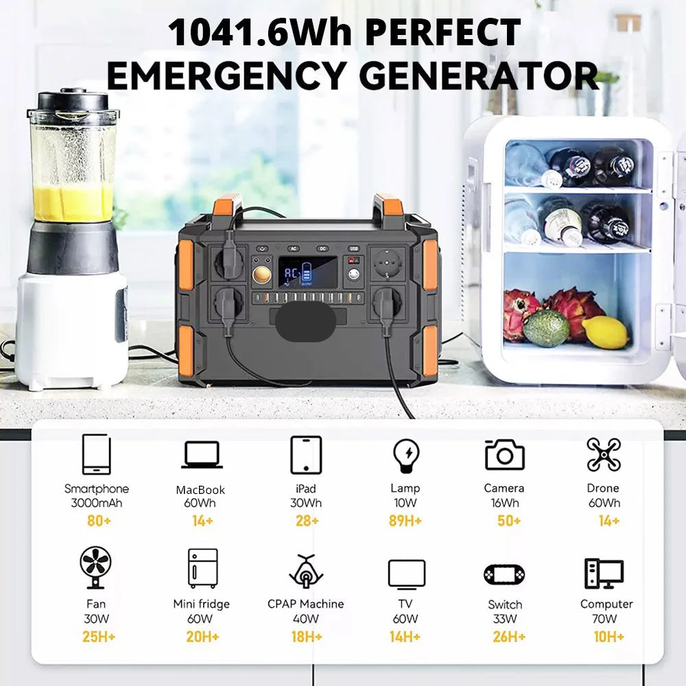 Powerstation – Draagbare Batterij – Mobiele Stroomvoorziening – Noodstroom – Outdoor Energie – 1048Wh LiFePO4 – 1000W Output