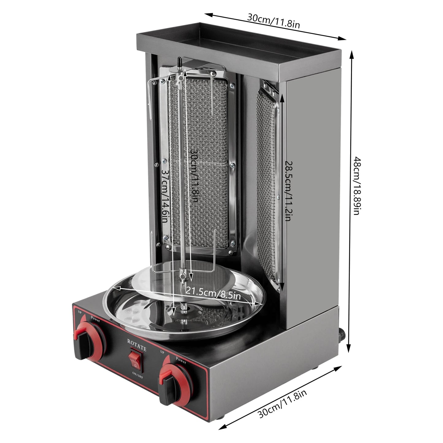 Gas Doner Kebab Machine – Gas Kebab Grill – Doner Grill – Kebab Barbecue – 360° Draaiend Mechanisme – Roestvrij Staal – 3000W Vermogen