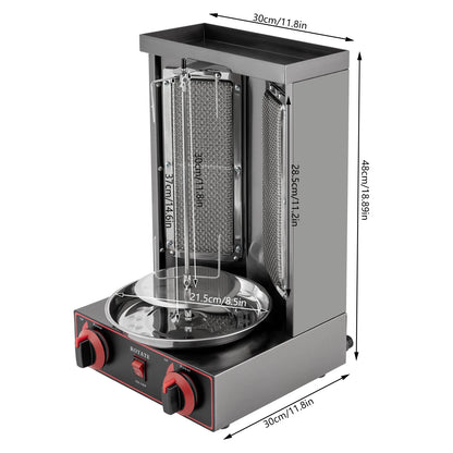 Gas Doner Kebab Machine – Gas Kebab Grill – Doner Grill – Kebab Barbecue – 360° Draaiend Mechanisme – Roestvrij Staal – 3000W Vermogen