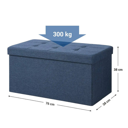 Slaapkamerbank - Slaapkamerkruk - Opbergdoos - Kussenbox - Bank - 76 cm x 38 cm x 38 cm - Blauw