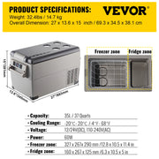 Koelkast - Minikoelkast voor Dranken - Minifridge - Minikoelkast Eten & Drinken - Minikoelkast - Koelkasten - 110-240V - Autokoelkast - 35L