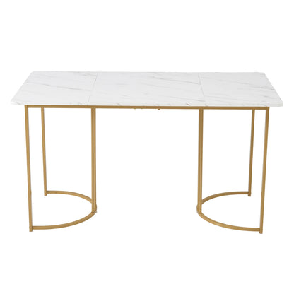 Comanlai Modern Kitchen Table,Rectangular Dining Table with Metal Frame,Adjustable Feet for Dining Room and Living Room,140x80cm