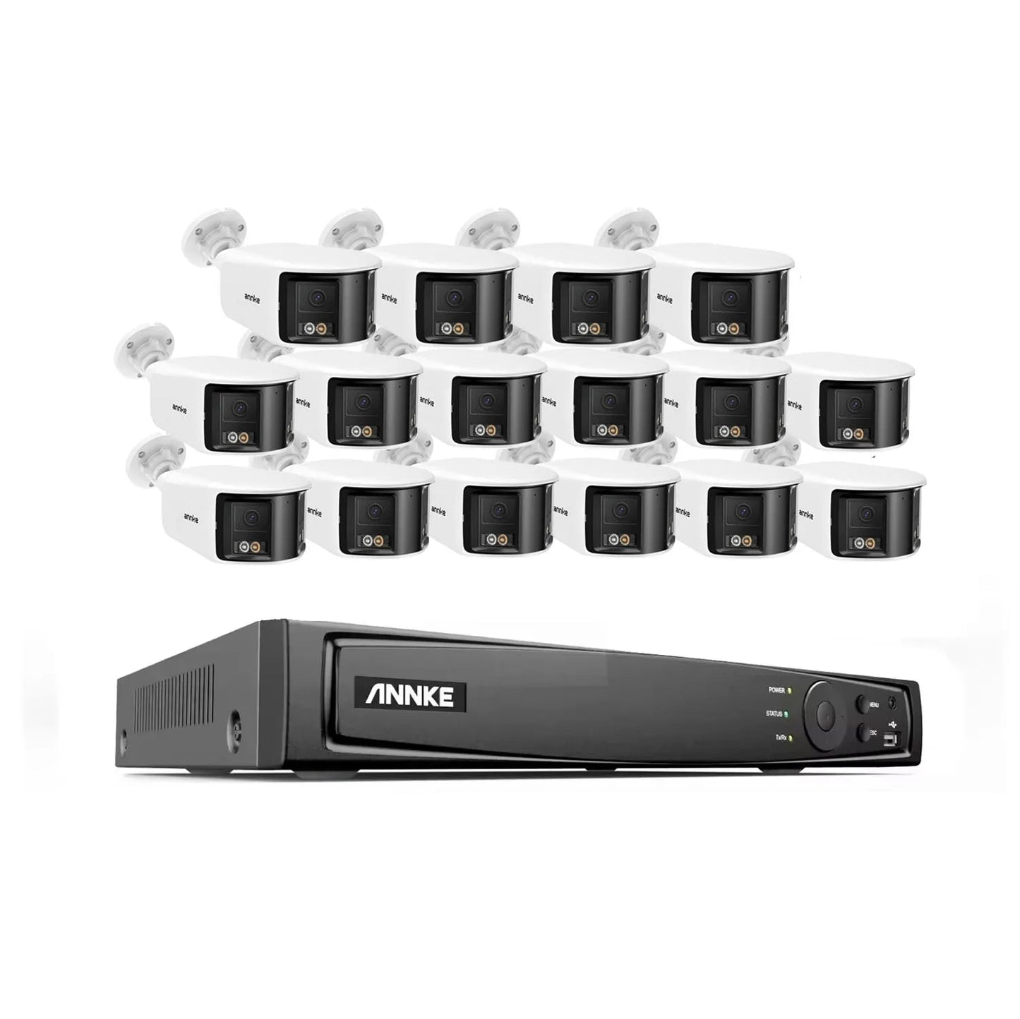 16-Kanaals IP Beveiligingssysteem – Camerabewaking – Videobewaking – CCTV Systeem – Bewakingscamera – 180° Panoramisch Dual-Lens – 8MP 4K Resolutie