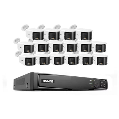 16-kanaals CCTV Set – Beveiligingscamera Systeem – IP Camera Bewaking – Surveillance Camera Set – 16 Ultra HD 8MP Cameras – 180° Panoramisch Beeld – Tweerichtingsaudio Met Alarminstallatie
