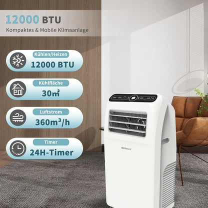 Mobiele Airconditioner – Verdamper – Verwarming – Luchtontvochtiger – Ventilator – 4-in-1 Functie – 24-Uurs Timer