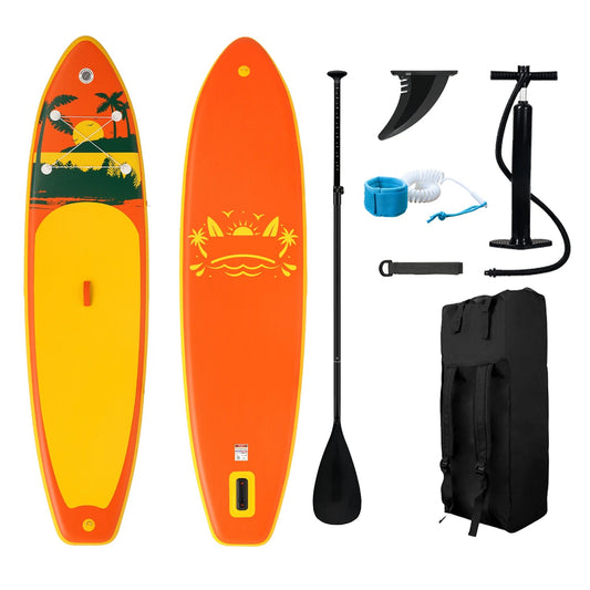 Supboard - Paddle Board - Peddelplank - Surfplank - Opblaasbaar - Inc. Peddel - Vin - Leash - Riem - Handpomp - Rugzak - 335 x 84 x 15 cm - Oranje & Geel