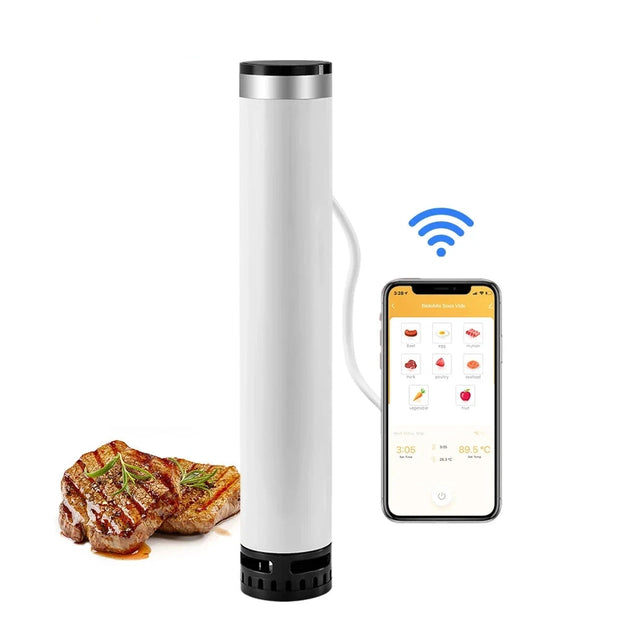 Sous Vide Stick - IPX7 - Ingebouwde Timer - Precisie koker - 1100W - 220V - Digitale timerregeling - WiFi - Superslanke thermische dompelcirculator met APP-bediening - Wit