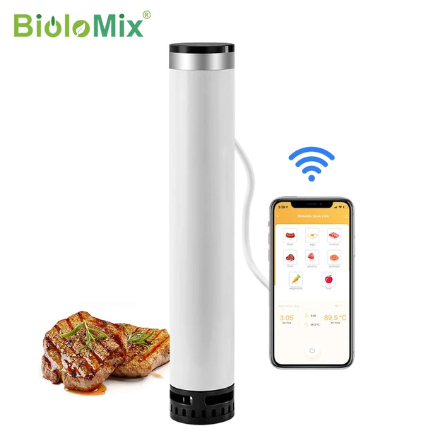 BioloMix - Sous Vide Stick - Sous-vide Kooktoestellen - IPX7 Waterdichte Super Slimme Thermische Immersie Circulator met APP Bediening - 4e Generatie - Wit