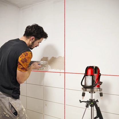 Laser Level - Self-leveling - 5-line - 6-point - Red laser level - Self-leveling - Higher visibility, accurate - Horizontal and vertical adjustment - Without tripod - Red