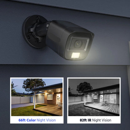 Beveiligingscamerasysteem - 5MP Camera - 8-Kanaals - Openlucht - Buiten - CCTV camerasysteem - IP67  Waterdichte - Bewakingscamera - Beveiligingscamera - Dual Light PIR Detectie – H.265+ DVR Recorder - met 4TB HDD - 4 stuk - Wit - QUORE
