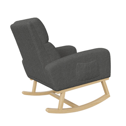 Schommelstoel – Relaxstoel – Lounge Fauteuil – Schommel Fauteuil – Schommelbank – Teddy Velvet Bekleding – 14 Cm Schuimlaag