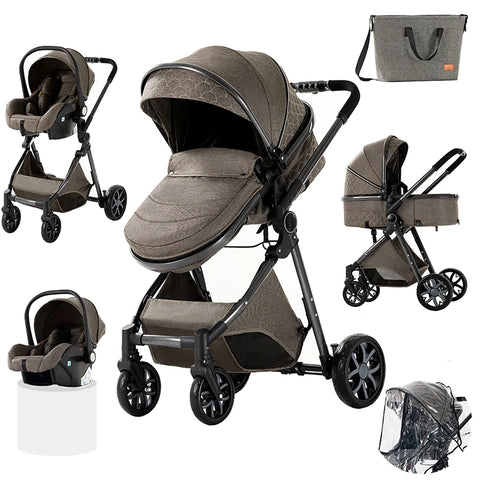 Kinderwagen – Wandelwagen - Opvouwbaar - Babywagen – 3-in-1 - Multifunctioneel - Lichtgewicht - Comfortabel - Veilig – Schokabsorptie - Chocolade
