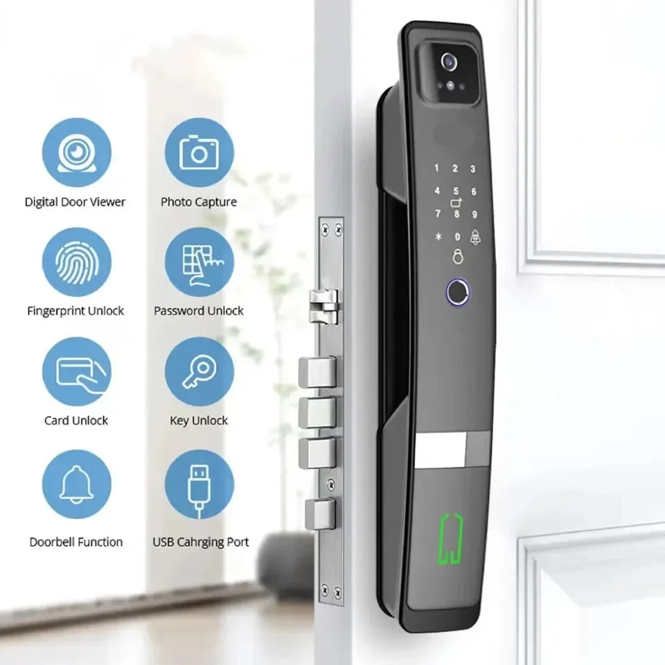 Slimme Deurslot – Elektronisch Slot – Digitale Deurslot – Veiligheidsslot – Gezichtsherkenning – Wifi HD Videodeurbel - Gezichtsherkenning - 24x240