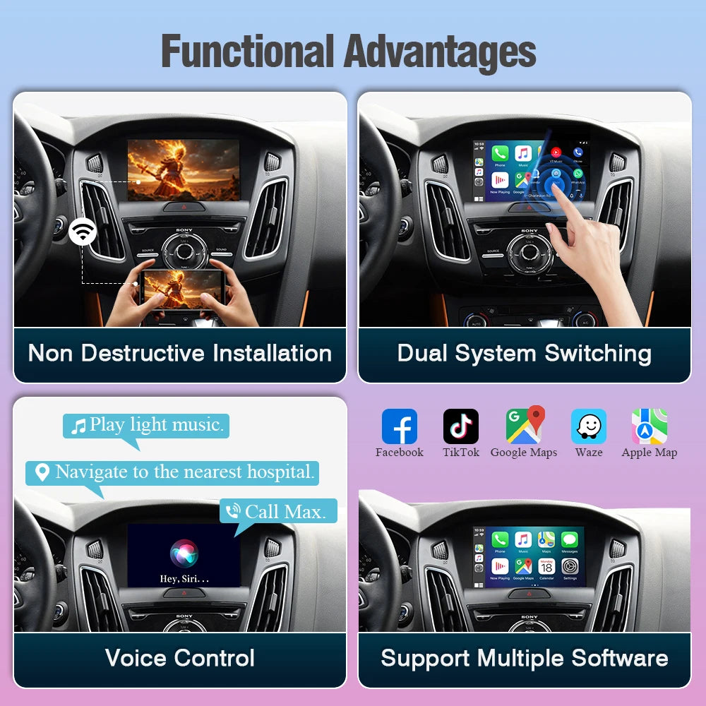Wireless CarPlay Decoderbox – Draadloze CarPlay Adapter – Auto Interface Module – Ford Infotainment Upgrade – Compatibel Met Sync2 – Ondersteuning Voor Achteruitrijcamera – Eenvoudige Installatie