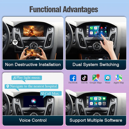 Wireless CarPlay Decoderbox – Draadloze CarPlay Adapter – Auto Interface Module – Ford Infotainment Upgrade – Compatibel Met Sync2 – Ondersteuning Voor Achteruitrijcamera – Eenvoudige Installatie