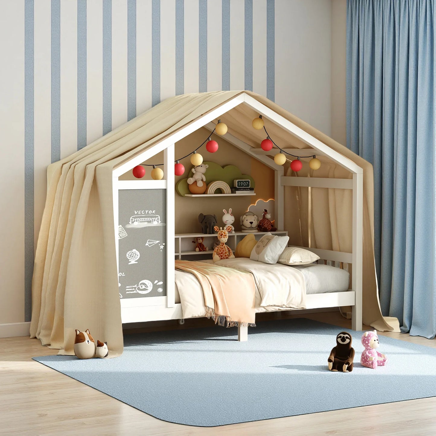 Huisbed – Kinderbed – Peuterbed – Bedhuisje – Lattenbodem – 90x200 Cm – Dennenhout