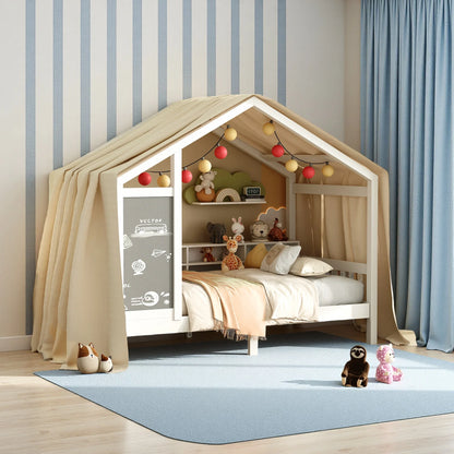 Huisbed – Kinderbed – Peuterbed – Bedhuisje – Lattenbodem – 90x200 Cm – Dennenhout