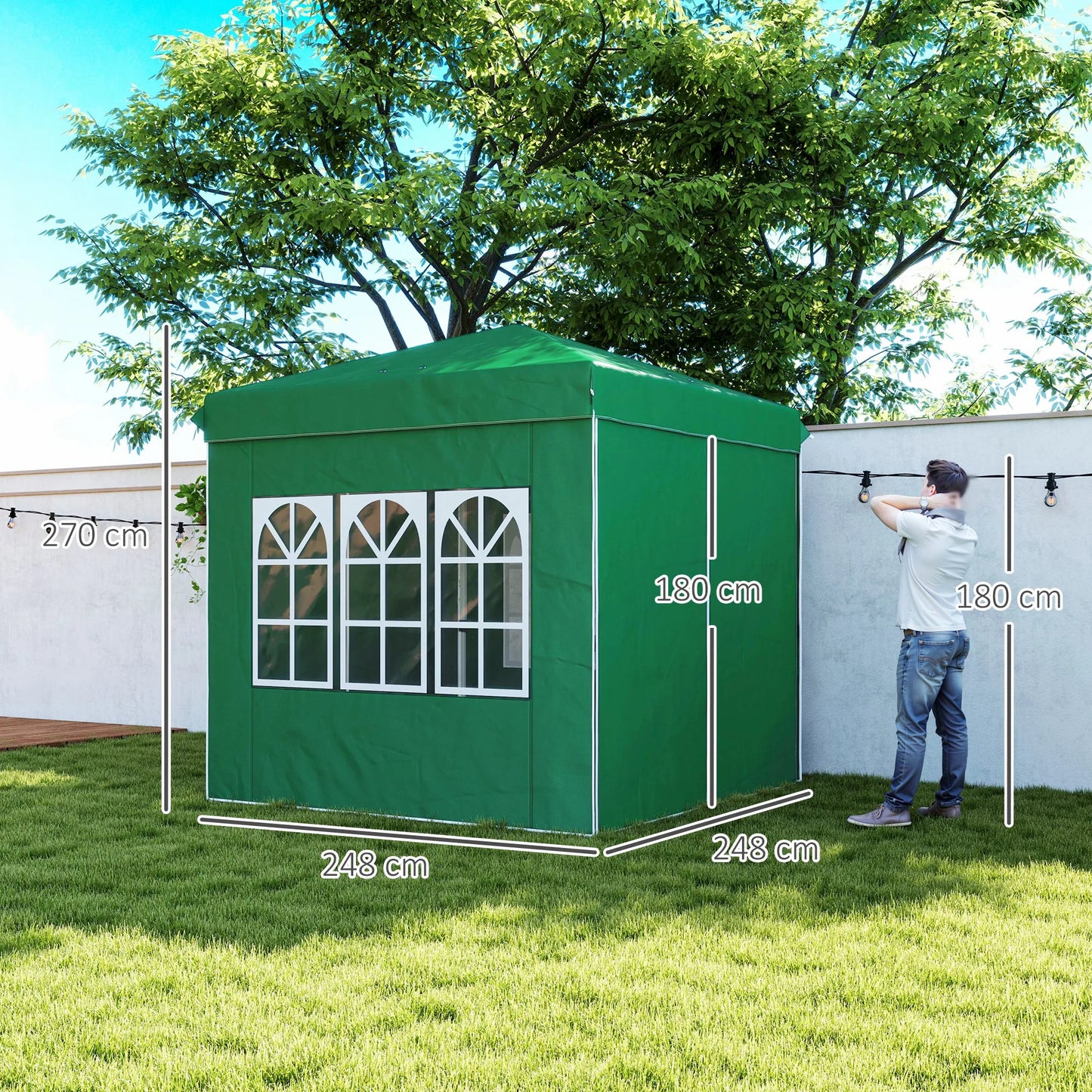 Feesttent – Partytent – Tuinpaviljoen – Opvouwbare Tent – Easy-Up Tent – Waterdicht Oxford Doek – UV-Bescherming UPF 50+ – 4-6 Personen – Verstelbare Hoogte - Groen