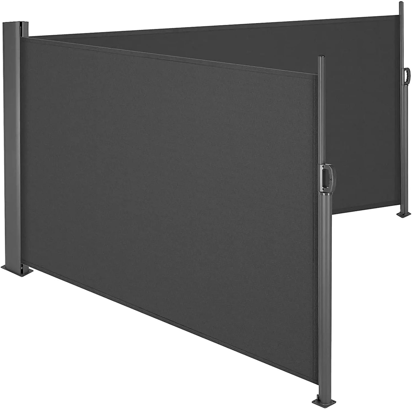 Windscherm - Tuinscherm - Dubbel Uitschuifbaar Windschermen - Zijluifel - 600x180 cm - Outdoor Privacy Scherm -  Aluminium Zonnescherm – Verlengbaar Privacy Scherm – Geschikt voor Terras, Tuin en Speelplaats - Zwart