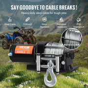 Elektrische lier - Lier - Tackle - Elektrische takel - Staalkabellier - 3000lbs - met 39 ft kabelrol - Bedrade afstandsbediening - voor off-road slepen