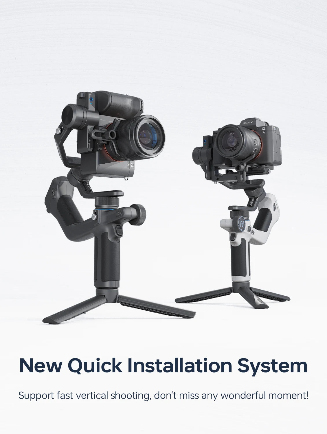 Gimbal Smartphone - Stabilisator voor Smartphone & Camera - Gimbal voor Smartphone & Camera - 3-Axis - Handheld spiegelloos - met AI-tracker Magnetic Fill - 360° - Kantelhoek +170°~-45° - Zwart/Wit - QUORE