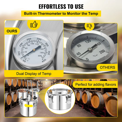 Distilleerketel - Destilleerapparaat - Moonshine - 50L - Alcohol Distiller - Thuisbrouwerij Set voor Wijn, & Bier – Brouwapparatuur en Dispenser Kit - Distilleermachine - QUORE