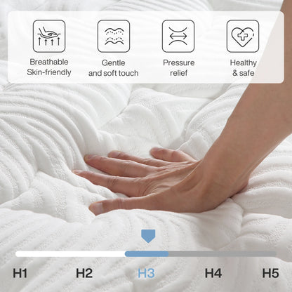 Orthopedisch Matras – Toppers – Slaapmatras – Pocketvering Matras – Traagschuim Matras – 180x190 cm – 7-Zone Orthopedische Support – Medium Stevigheid H3