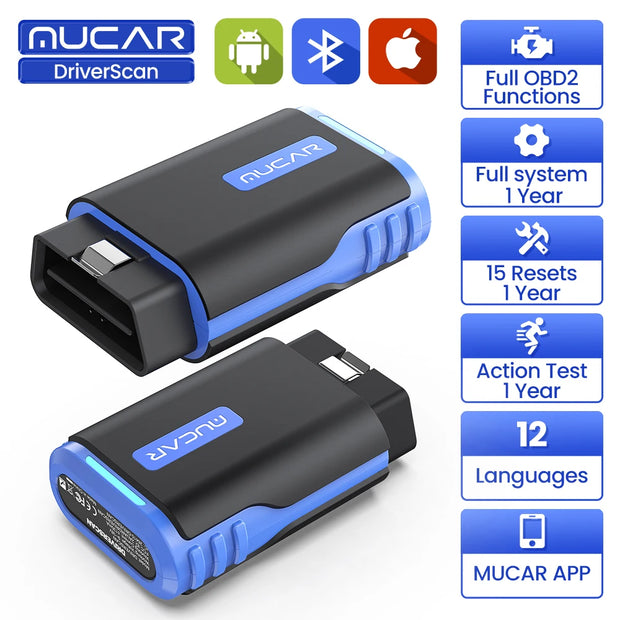 OBD2-scanner - Diagnosecomputer - Slimme diagnosetool - Foutverwijdering - Bidirectionele codelezer - Automatische volledige systeemdiagnose - 15 reset - IMMO actieve test - Zwart