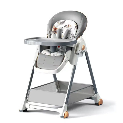 Eetstoel Baby - Hoge Stoel Kinderen - Kinderstoeltje aan Tafel - Uitneembaar kussen - Meegroeistoel - Aanpasbare - Compact Opvouwbaar - Babyvoedingsstoel - Baby eetstoel - Baby hoge stoel om te eten Baby - Grijs